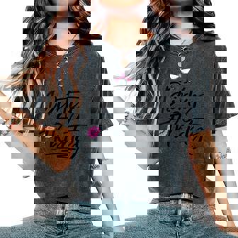 Womens Dirty Thirty 30th Birthday Cheer Martinis With Lips Women's Oversized Comfort Colors T-Shirt | Mazezy