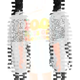 100 Days Of Blooming Cute Flowers 100 Days Of School Girls Women's Oversized Comfort T-Shirt Back Print - Thegiftio