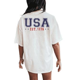 4Th Of July Patriotic Us Flag Usa Est 1776 America Women Women's Oversized Comfort T-Shirt Back Print - Thegiftio UK