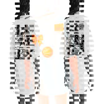 Basketball Coquette Bow Cute Gameday Cheer Mom Sports Women's Oversized Comfort T-Shirt Back Print | Mazezy