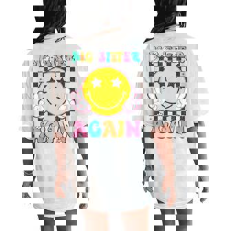 Big Sister Again Groovy Big Sister Girls Toddlers Women's Oversized Comfort T-Shirt Back Print - Seseable