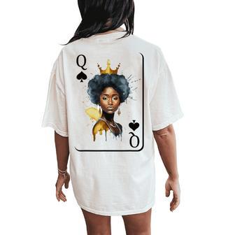 Black Queen Card Black History Month African Celebration Women's Oversized Comfort T-Shirt Back Print - Thegiftio UK