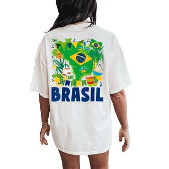 Brasil Flag Outfit Idea For Brazil & Brazilian Flag Women's Oversized Comfort T-Shirt Back Print | Mazezy