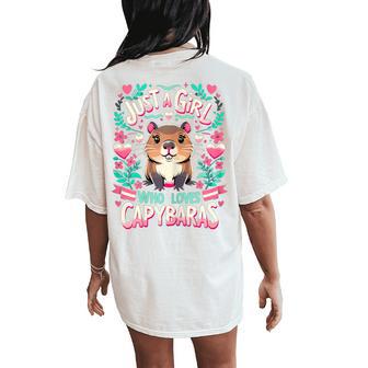 Capybara Just A Girl Who Loves Capybaras Women's Oversized Comfort T-Shirt Back Print - Thegiftio UK