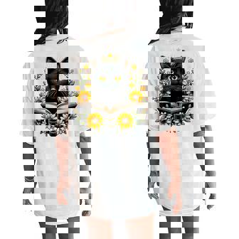 Cat For Book Lover Cute Cat And Book Women's Oversized Comfort T-Shirt Back Print - Thegiftio