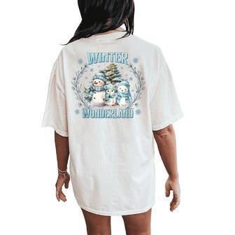 Christmas Snowman Winter Wonderland Cute Snowman Xmas Girly For And Girls Women's Oversized Comfort T-Shirt Back Print - Thegiftio UK