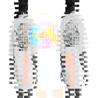 Colorful Ns & I Know I Play Like A Girl Basketball Women's Oversized Comfort T-Shirt Back Print - Monsterry