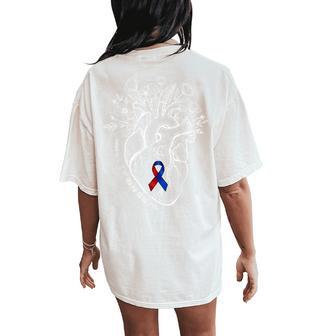 Congenital Heart Disease Chd Awareness Heart Warrior Floral Women's Oversized Comfort T-Shirt Back Print - Thegiftio UK