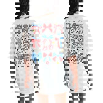 Coquette Bow 4Th Of July Preppy Usa American Flag Girl Women Women's Oversized Comfort T-Shirt Back Print | Mazezy