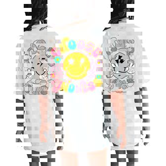 Cute Choose Kindness Groovy Smile Face Inspirational Be Kind Women's Oversized Comfort T-Shirt Back Print | Mazezy