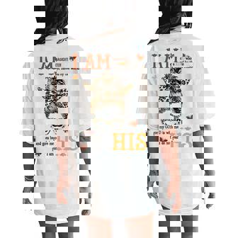 I Am The Daughter Of King Leopard Messy Bun Christian Women Women's Oversized Comfort T-Shirt Back Print - Thegiftio