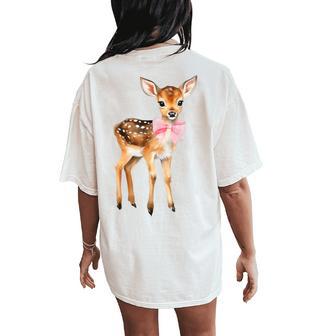 Deer Coquette Bow Girl Cute Aesthetic Girl Woman Reindeer Women's Oversized Comfort T-Shirt Back Print - Thegiftio UK