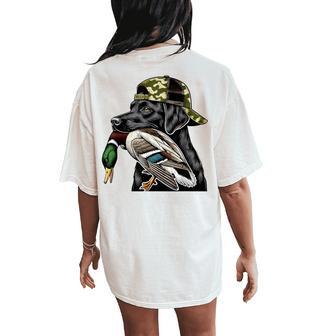 Duck Hunting Black Lab Mallard Retriever Local Southern Boy Women's Oversized Comfort T-Shirt Back Print - Thegiftio UK