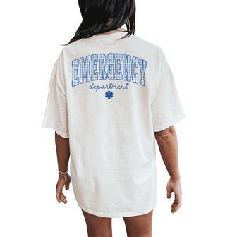 Emergency Department Er Nurse Gingham Work Emt Paramedic Women's Oversized Comfort T-Shirt Back Print - Thegiftio UK