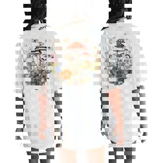 Flower Botanical Butterflies Mushroom Vintage Women's Oversized Comfort T-Shirt Back Print - Thegiftio