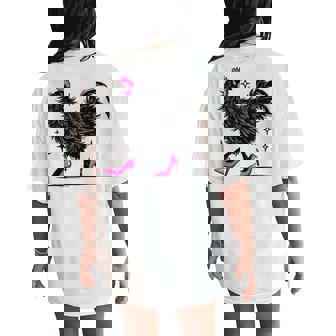 Chicken In Pink Heels Color Women's Oversized Comfort T-Shirt Back Print - Thegiftio