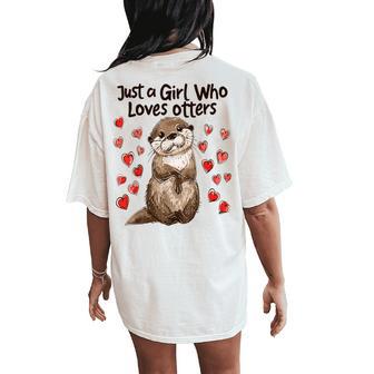 Otter Lovers Just A Girl Who Loves Otters Women's Oversized Comfort T-Shirt Back Print - Thegiftio UK