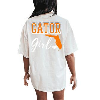 Gator Girl Florida Heart Map Shape Souvenir For Women Women's Oversized Comfort T-Shirt Back Print - Thegiftio UK