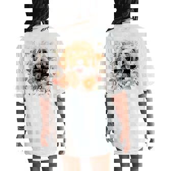 Goldendoodle Mom Golden Doodle Dog Lover Flowers Cute Women's Oversized Comfort T-Shirt Back Print - Seseable