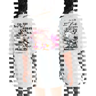 Guess What Chicken Butt Chicken Coquette Bow Women's Oversized Comfort T-Shirt Back Print - Monsterry