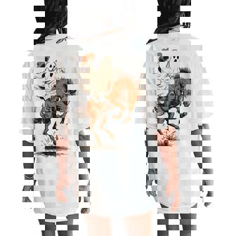 Halloween Western Cowboy Ghost Rodeo Horse Country Women's Oversized Comfort T-Shirt Back Print | Seseable CA