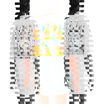 Happy Duck Face Farmyard Chick Colorful Bird Birthday Duck Women's Oversized Comfort T-Shirt Back Print | Mazezy