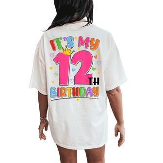 It's My 12Th Birthday Party Ns Girls 12 Year Old Bday Women's Oversized Comfort T-Shirt Back Print - Thegiftio UK