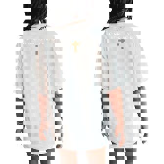 Jesus Saves Cross Christian Faith God Bible Religious Pray Women's Oversized Comfort T-Shirt Back Print - Thegiftio