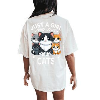 Just A Girl Who Loves Cats Women's Oversized Comfort T-Shirt Back Print - Thegiftio UK