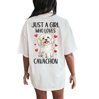 Just A Girl Who Loves Cavachon Cavachon Dog Owner Women's Oversized Comfort T-Shirt Back Print - Thegiftio