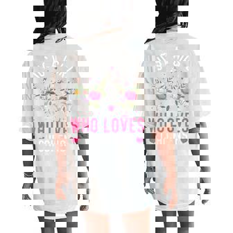 Just A Girl Who Loves Chickens Cute Floral Women's Oversized Comfort T-Shirt Back Print - Monsterry