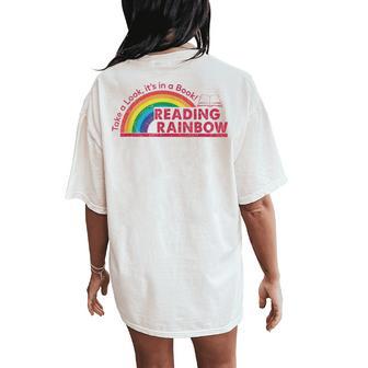 Take A Look A Book Vintage Reading Librarian Rainbow Women's Oversized Comfort T-Shirt Back Print - Thegiftio UK