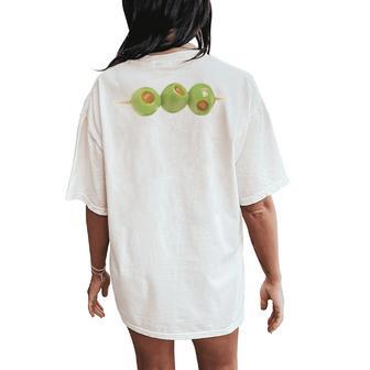 Martini Olives Cute Olives Graphic For Girl Women Women's Oversized Comfort T-Shirt Back Print - Thegiftio UK