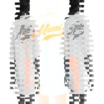 Miami Retro Script 305 City Pride Dade South Florida Women's Oversized Comfort T-Shirt Back Print | Mazezy