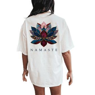 Namaste Lotus Flower Zen Buddhism Yogi Buddhist Buddha Yoga Women's Oversized Comfort T-Shirt Back Print - Thegiftio UK