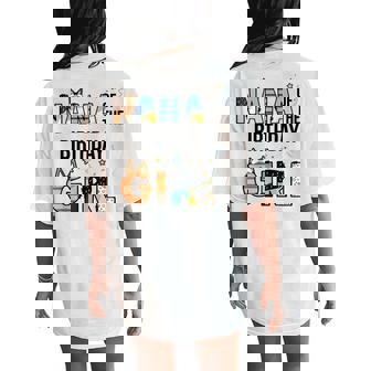 Nana Of The Birthday Girl Party Blue Dog Lover Matching Women's Oversized Comfort T-Shirt Back Print | Seseable UK