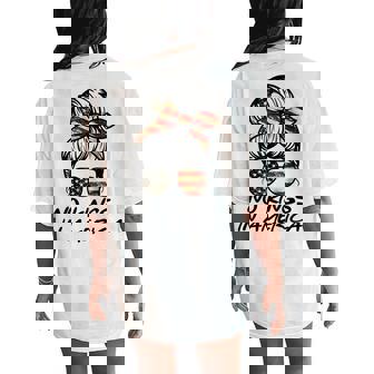 No Kings In America Messy Bun Usa Flag No Kings Women's Oversized Comfort T-Shirt Back Print | Mazezy