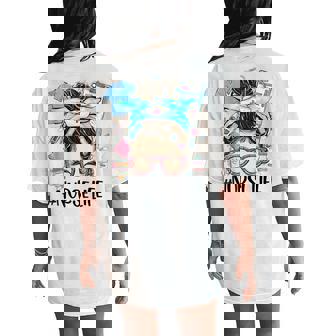 Nurse Life Messy Bun Leopard Glasses Bandana Nurse Week 2025 Women's Oversized Comfort T-Shirt Back Print - Monsterry