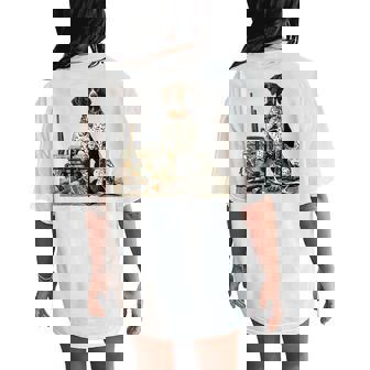 Old School Camo German Shorthaired Pointer Hunting Dog Mom Women's Oversized Comfort T-Shirt Back Print - Seseable