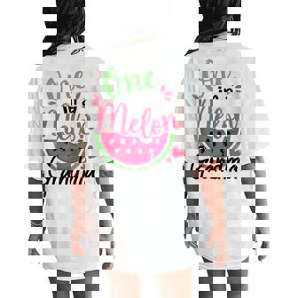 One In A Melon Grandma 1St Birthday Party Family Matching Women's Oversized Comfort T-Shirt Back Print - Monsterry