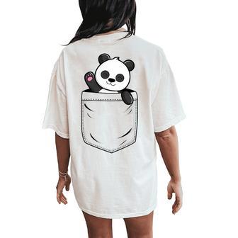 Panda Lovers Cute Panda In Pocket Women's Oversized Comfort T-Shirt Back Print - Thegiftio UK