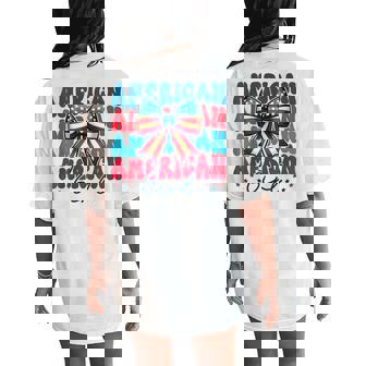 Patriotic American Girl 4Th Of July Coquette Bow Usa Flag Women's Oversized Comfort T-Shirt Back Print | Mazezy