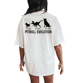 Pitbull Evolution Dog Lover Puppy Pitbull Mom Dad Women's Oversized Comfort T-Shirt Back Print - Thegiftio UK