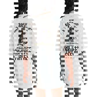 Read Banned Books Drink Coffee Fight Evil Black Cat Women's Oversized Comfort T-Shirt Back Print | Mazezy