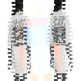 Resist Statue Liberty Bubblegum Protest Equality Women Women's Oversized Comfort T-Shirt Back Print | Mazezy