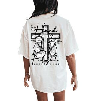 Retro Hard Fought Hallelujah Bible Verse Christian Jesus Women's Oversized Comfort T-Shirt Back Print - Thegiftio UK