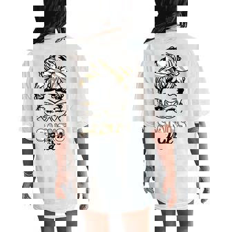 Saints Girl Messy Bun Women's Oversized Comfort T-Shirt Back Print - Thegiftio