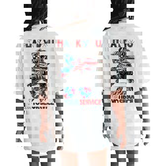 Thank You For Your Services Patriotic Veterans Day Women Women's Oversized Comfort T-Shirt Back Print - Monsterry