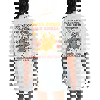 Thanksgiving Grammar Thankful English Teacher Fall Turkey Women's Oversized Comfort T-Shirt Back Print - Thegiftio