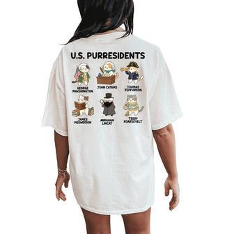 History Teacher American History Cat Lover Us Purresidents Women's Oversized Comfort T-Shirt Back Print - Thegiftio UK